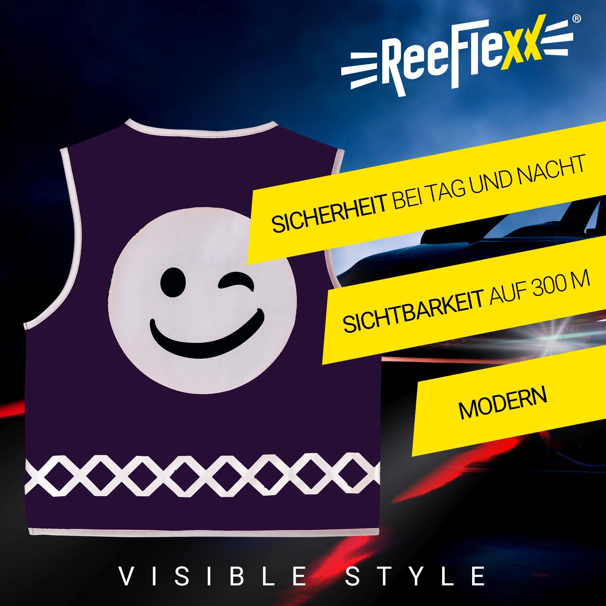 ReeFlexx Warnweste Solid Pink Smiley - Kinderwarnweste