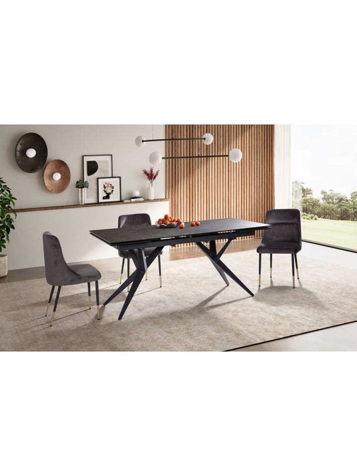 KADIMA DESIGN Esszimmertisch 180 - 260 cm Ausziehbar Keramik Glas , in Schwarz günstig kaufen onesize