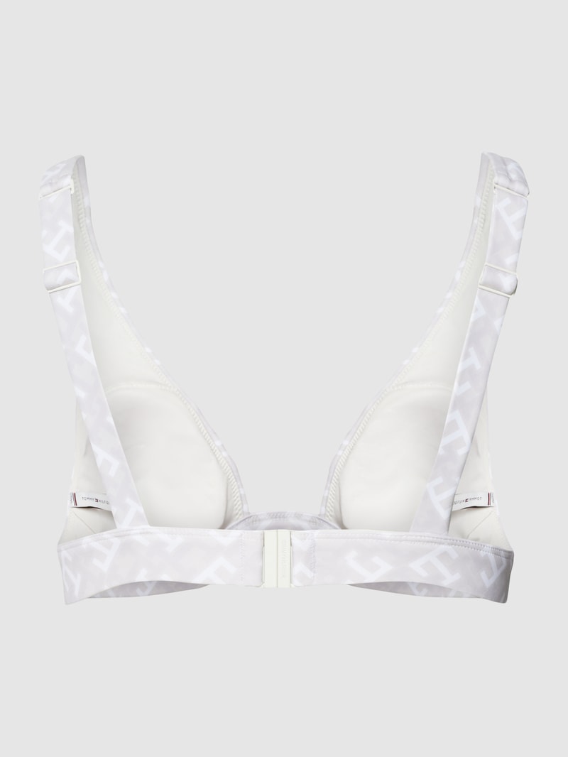 Bikini-Oberteil mit Logo-Muster in offwhite meliert
