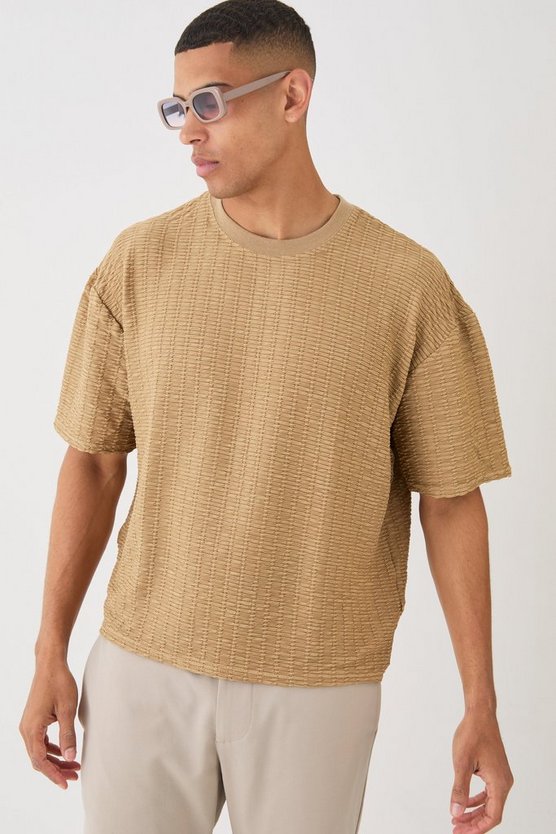Kastiges strukturiertes Oversize T-Shirt
