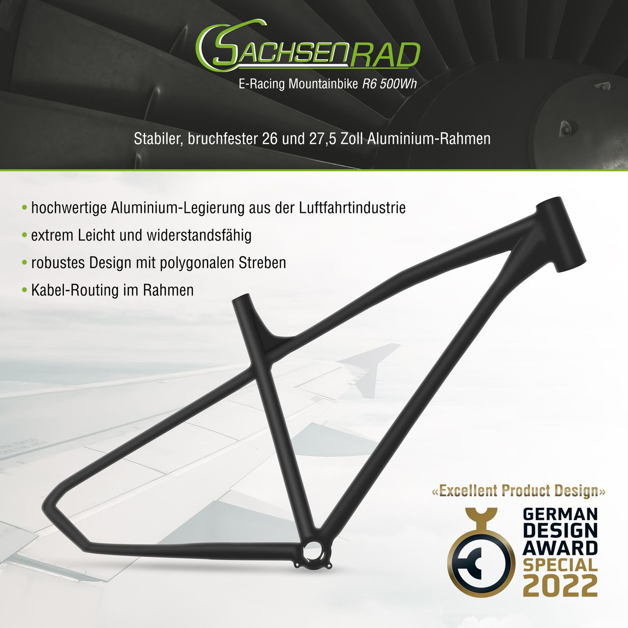 SachsenRad E-Racing Mountain Bike R6 500Wh 13,4Ah E-Bike 27,5