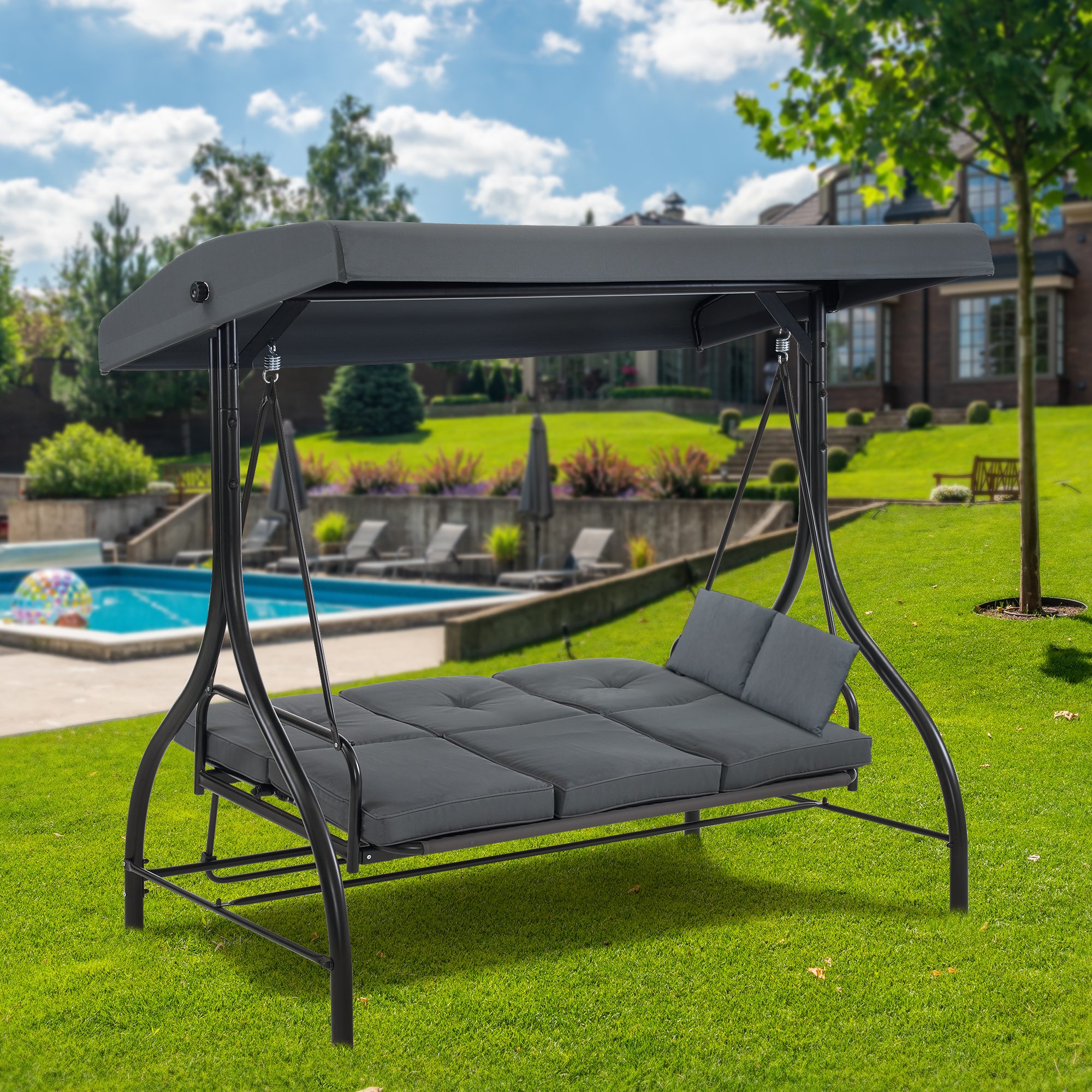 MCombo Hollywoodschaukel M MCombo Hollywoodschaukel mit Liegefunktion, Gartenschaukel 4088, 3,00-Sitzer, 3-Sitzer, wetterfest, outdoor