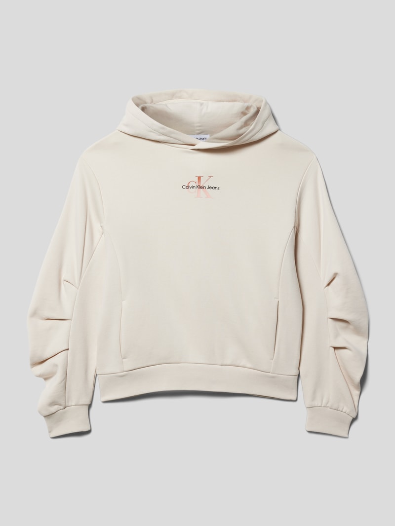 Hoodie mit Raffungen in ecru
