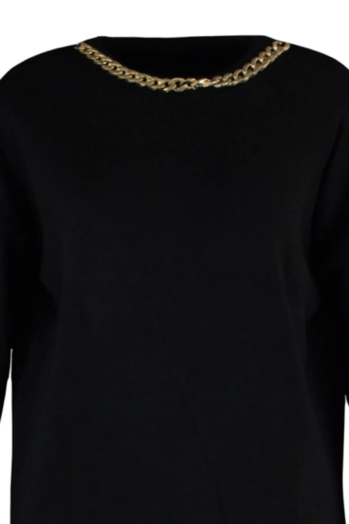 Trendyol Modest  Schwarzer Kragen Kettenhalskette Pullover-Hosen Strickanzug TCTAW23US00105