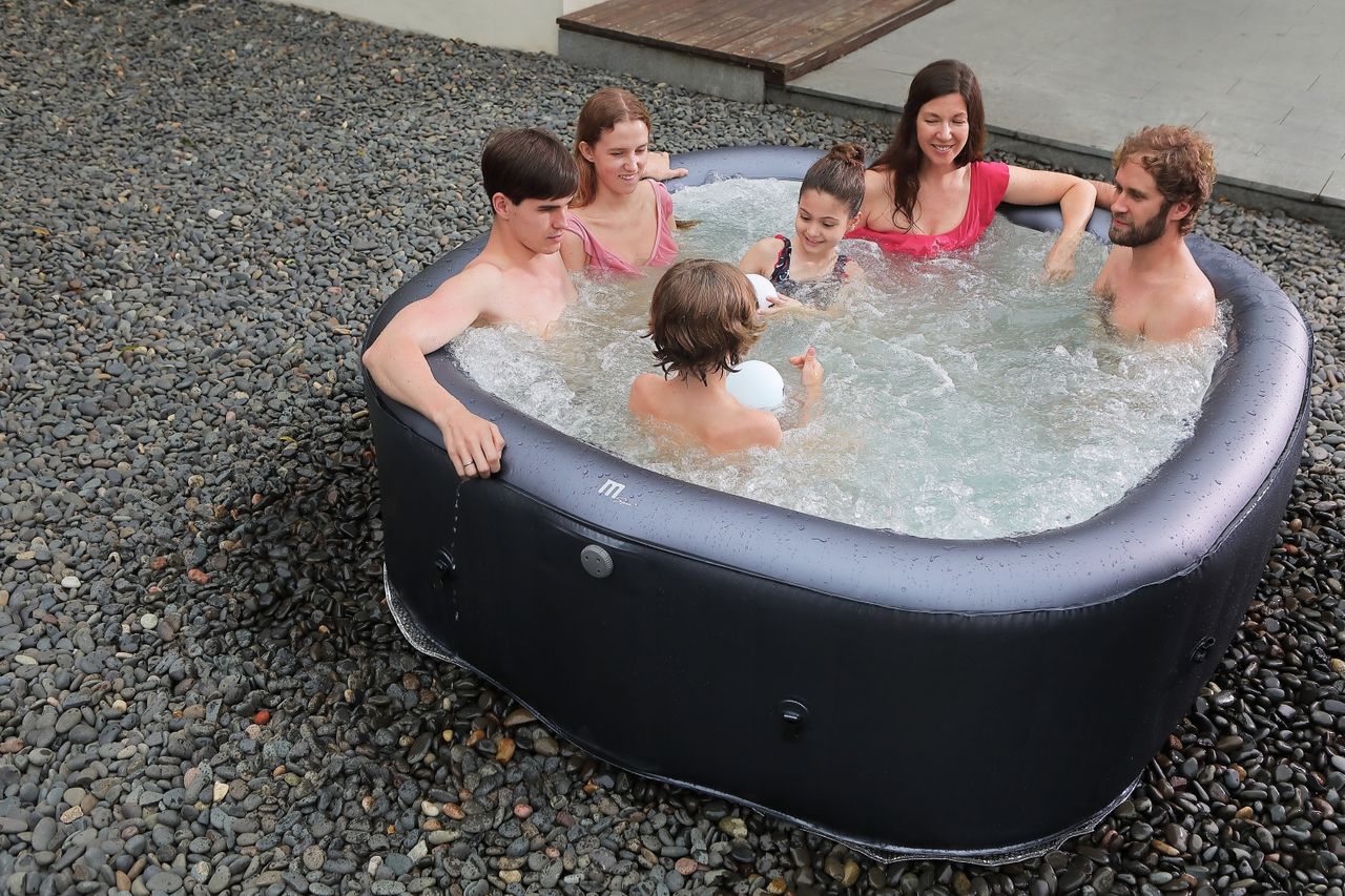 PureHaven MSpa PureHaven aufblasbarer Whirlpool 185x185x68 cm für 6 Personen selbstreinigend inkl. Filterkatuschen und Abdeckung Leergewicht 42 kg