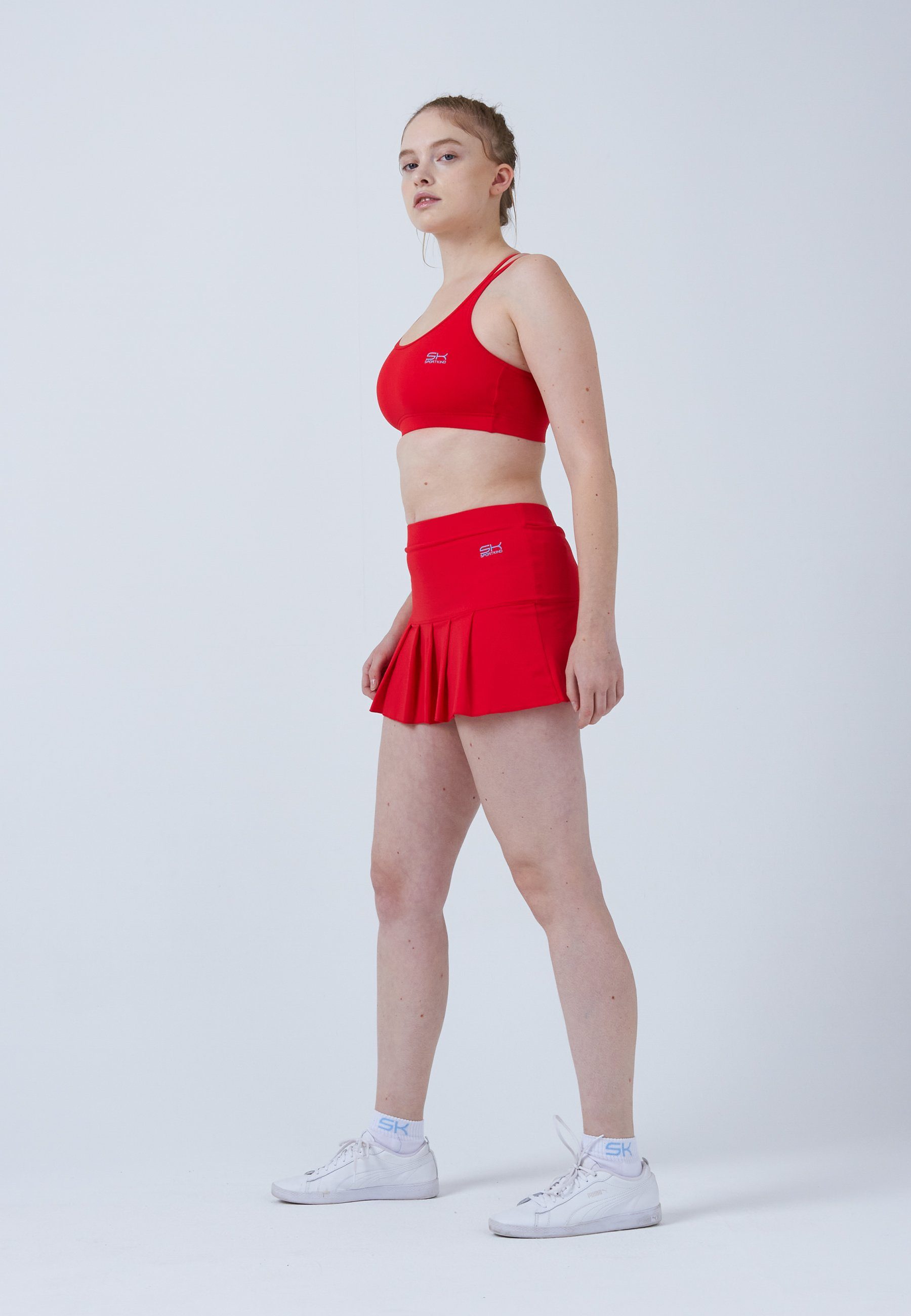 SPORTKIND Tennisrock Falten Tennis Skort Mädchen & Damen rot
