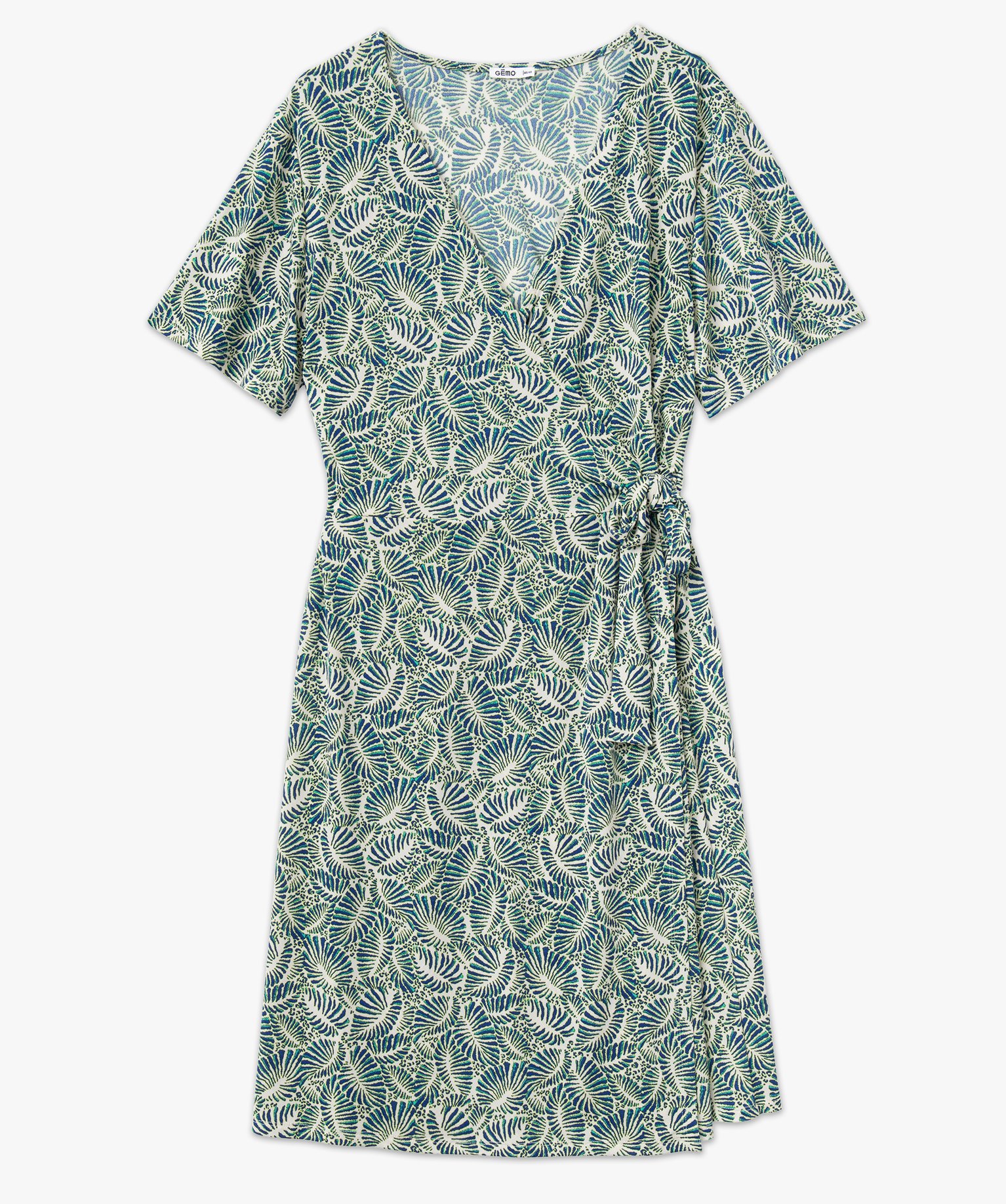 Robe portefeuille midi manches courtes femme grande taille imprime | GEMO