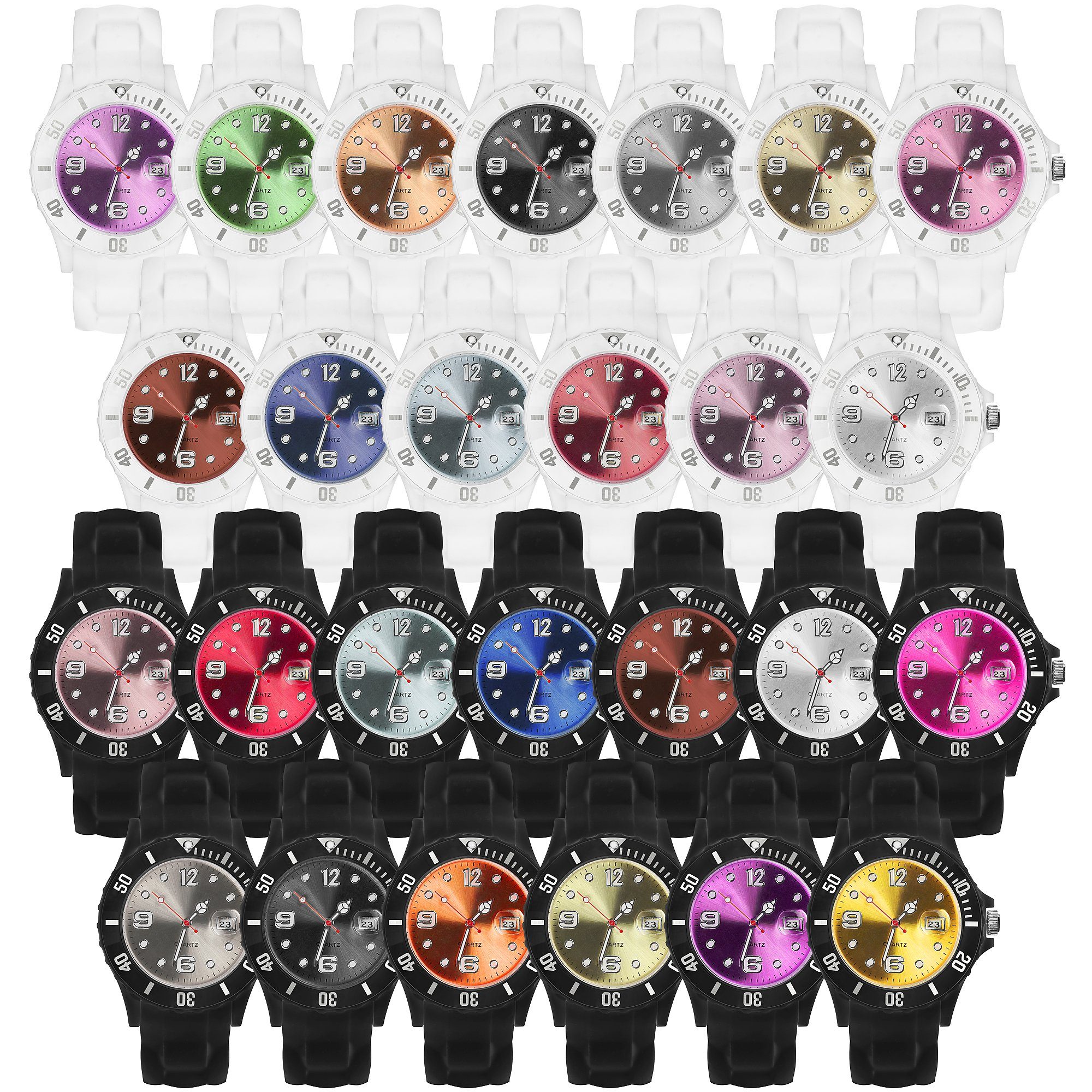 Taffstyle Quarzuhr Armbanduhr Silikon Sport Uhr Ziffernblatt Datum, Farbige Bunte Quarz Analog Damen Herren Sportuhr Anzeige Quarzuhr Multifunktion Wasserdicht Schwarz