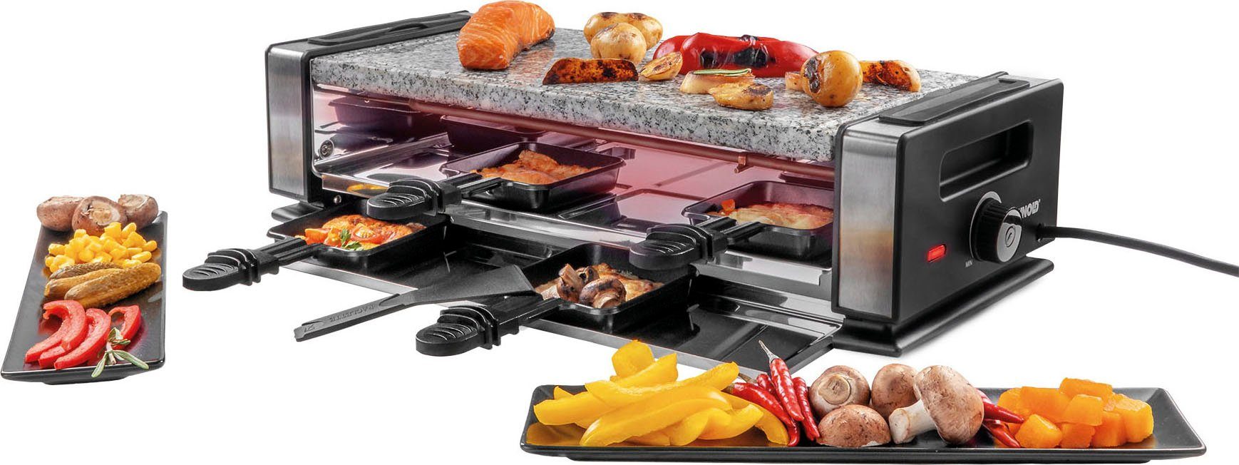 Unold Raclette Delice Basic 48760, 8 Raclettepfännchen, 1200 W