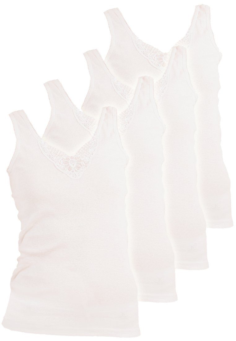 Yenita® Unterhemd (4-St) mit Spitze aus 100% Baumwolle