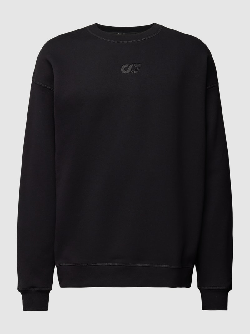 Sweatshirt mit Label-Stitching Modell 'SEOVE' in schwarz