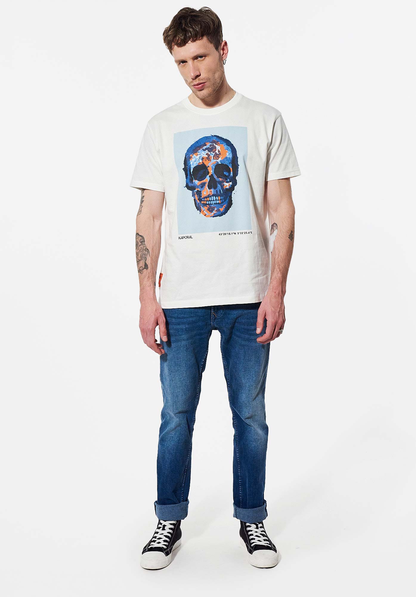 BILKI  T-shirt blanc tête de mort Homme