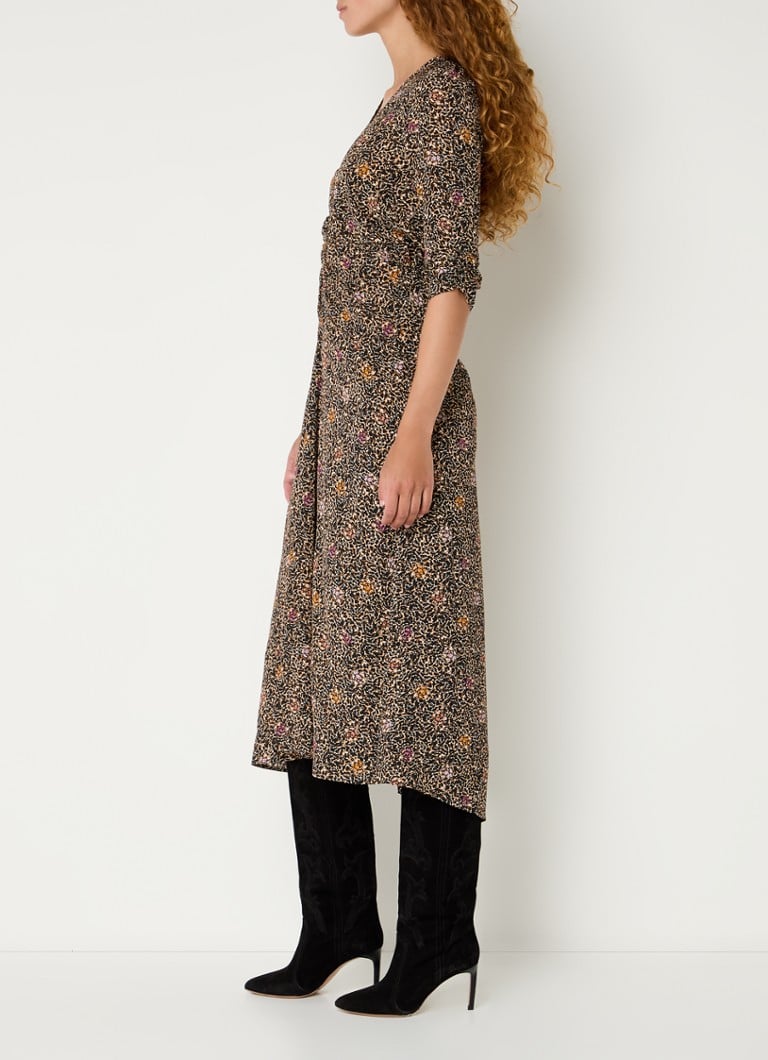 Vestido túnica midi Nylia de Sessùn con estampado y escote en V.