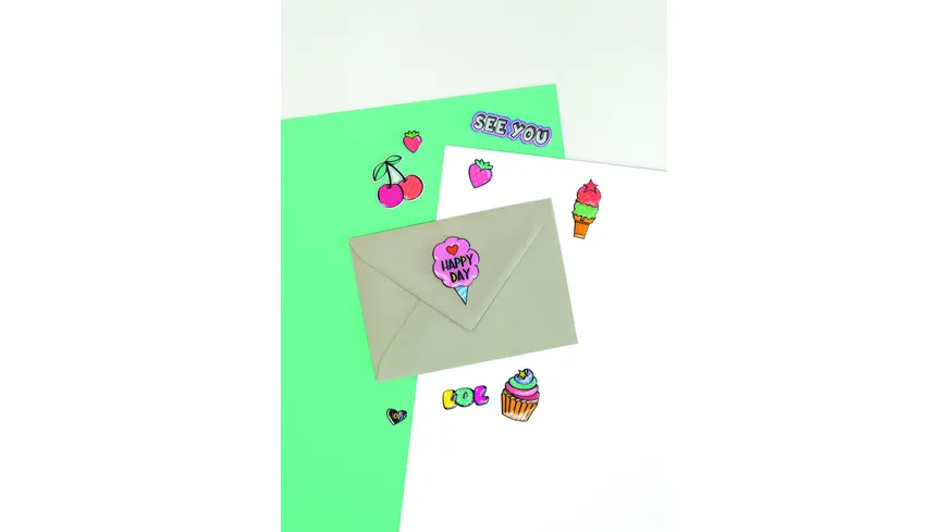 folia Puffy-Sticker HAPPY DAY 10,5x16cm 1 Blatt 15 Sticker