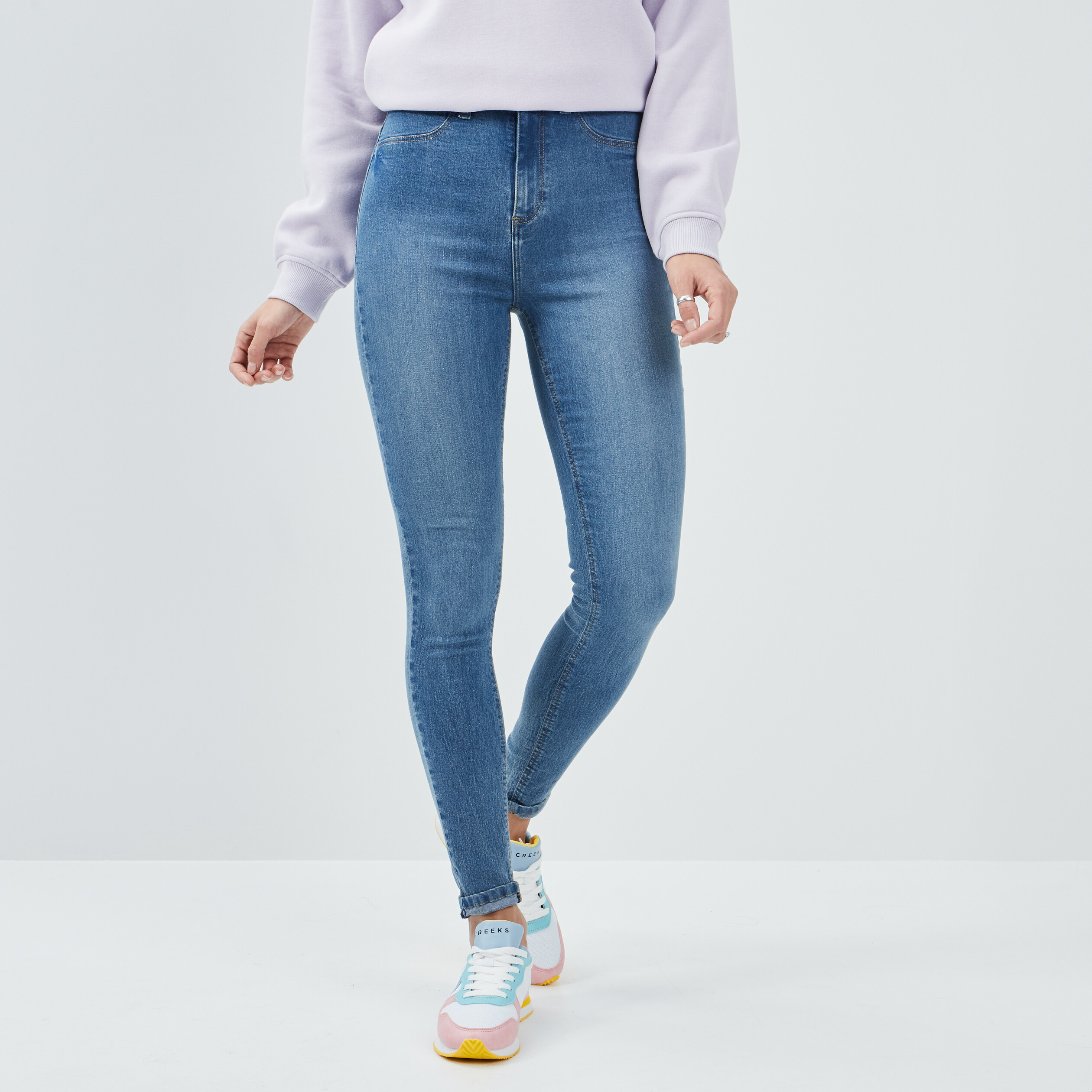 Jegging taille haute denim stone femme | La Halle