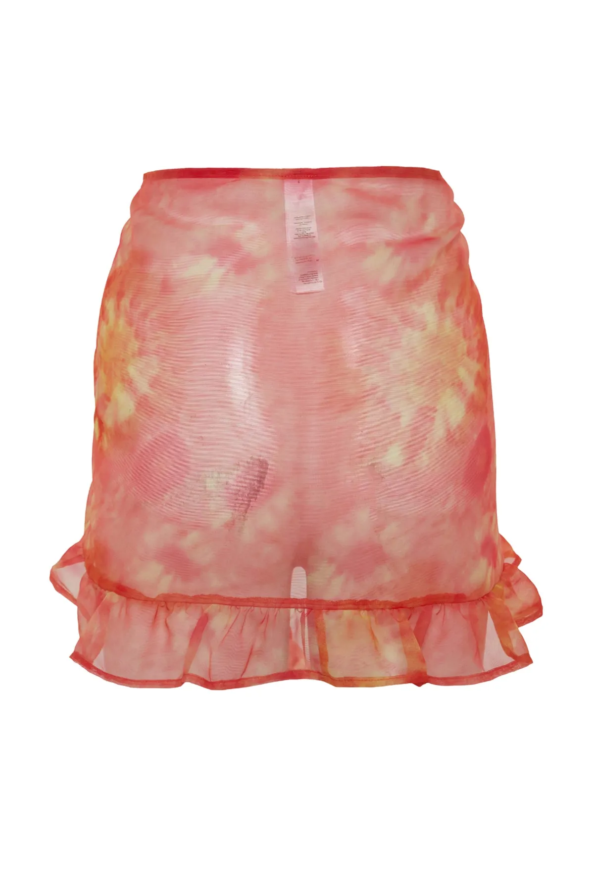 Trendyol Collection  Orangefarbener Mini-Strick-Chiffon-Pareo mit Batikmuster TBESS23PR00008