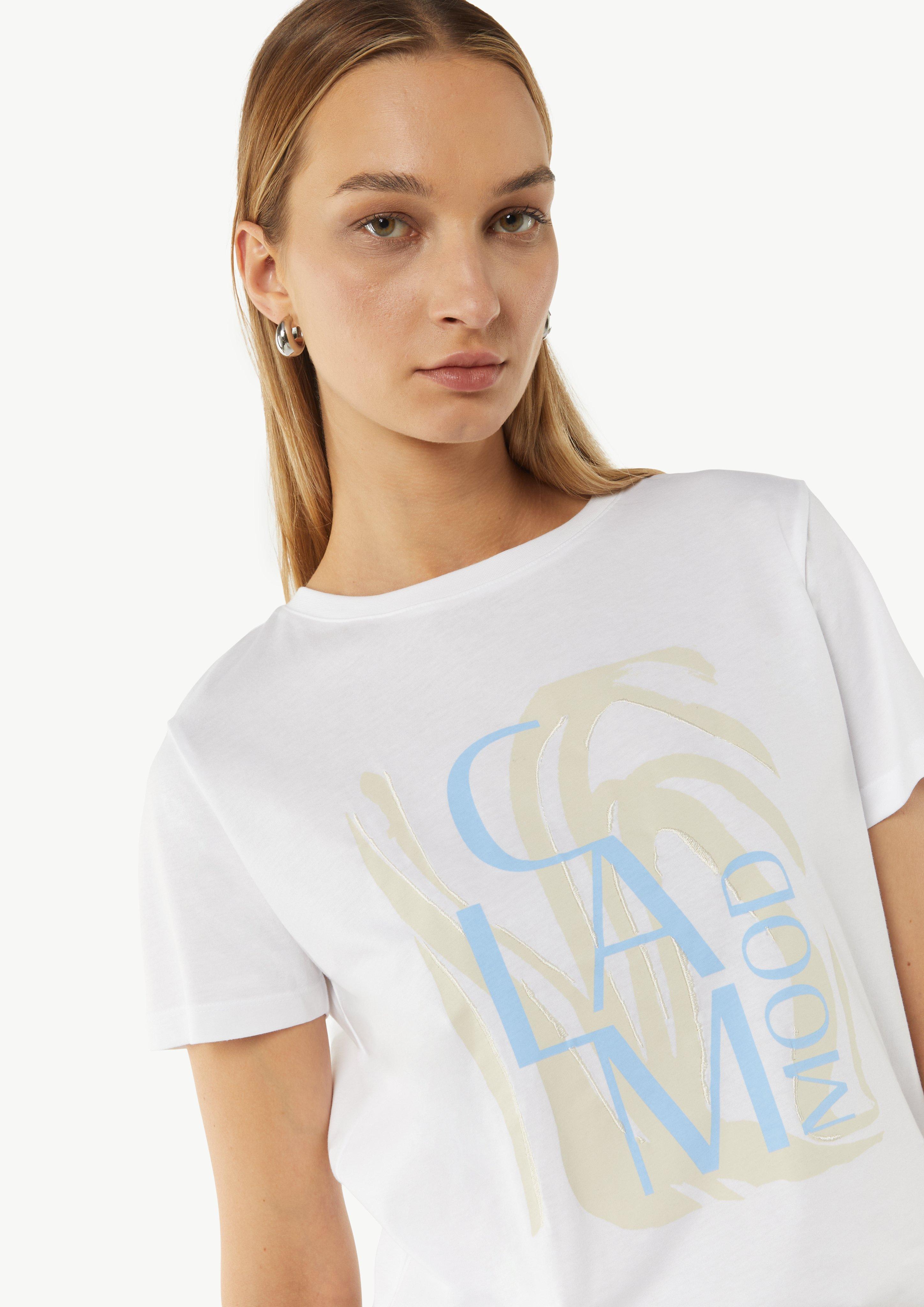 Modisches T-Shirt mit Frontprint - weiß