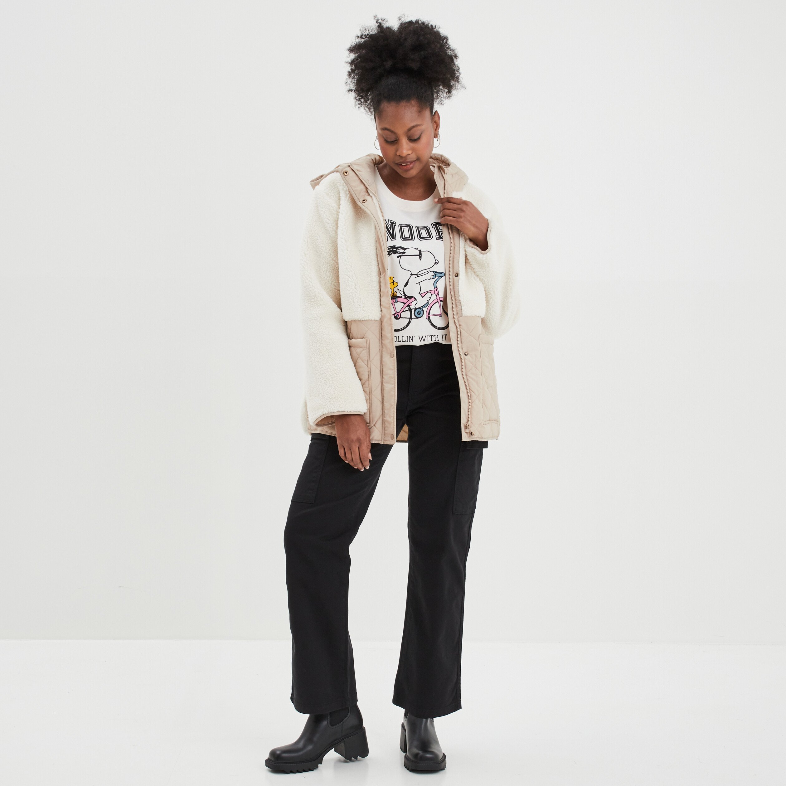 T-shirt manches courtes coton Snoopy rose femme | La Halle