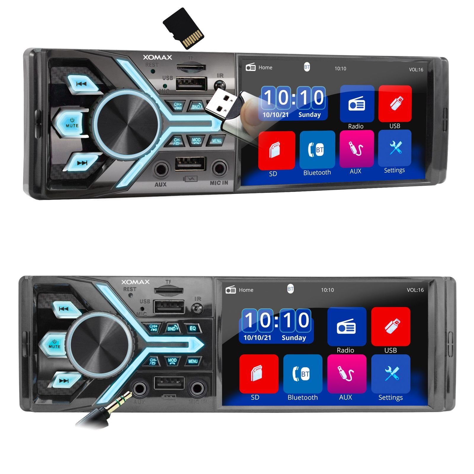 XOMAX XM-V426 Autoradio mit 4 Zoll Bildschirm, Bluetooth, 2x USB, SD, 1 DIN Autoradio