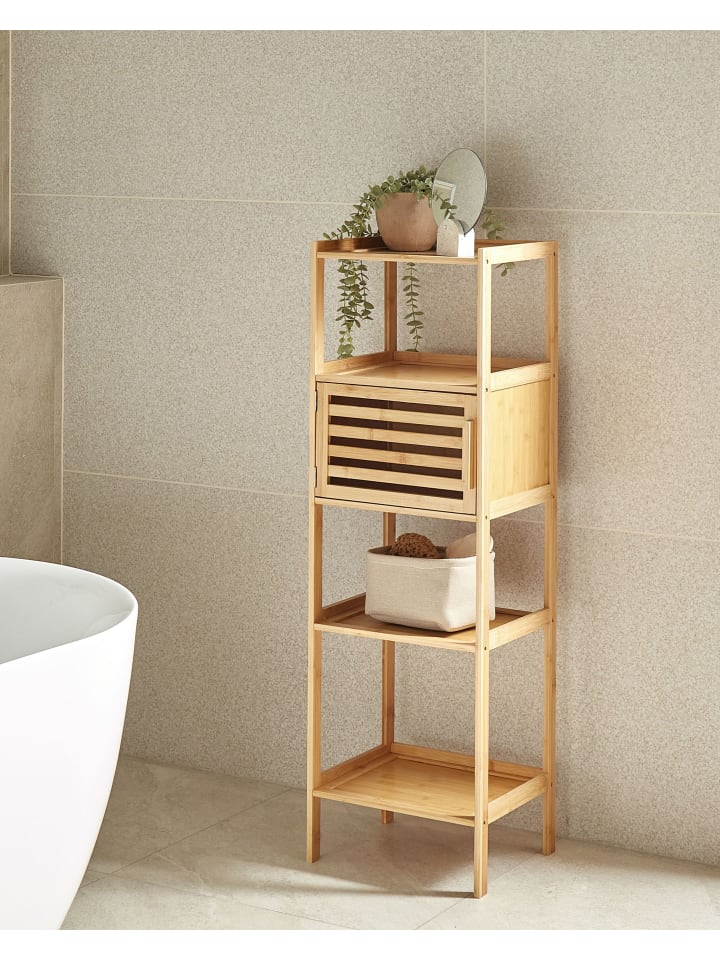 Beliani Badezimmerregal LAFAYETTE in Heller Holzfarbton - (W) 36 x (H) 114 x (L) 30 cm günstig kaufen onesize