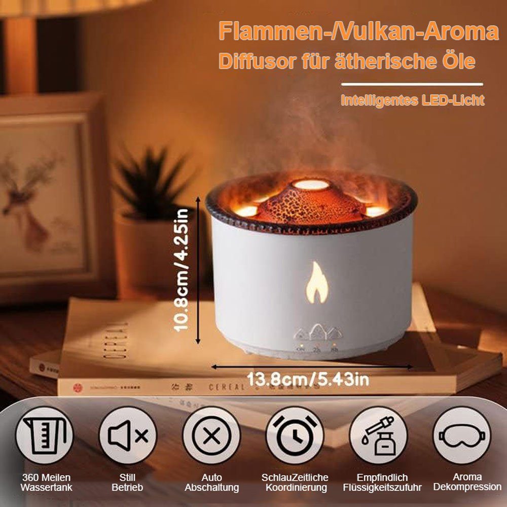 Sarfly Luftbefeuchter Volcano Luftbefeuchter, Ultra Silent Flame Diffusor Luftbefeucht 360ML