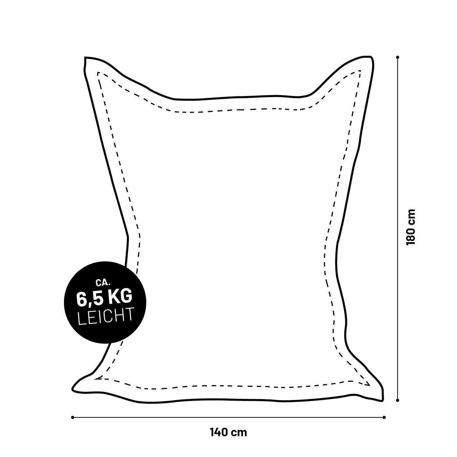 Lumaland Sitzsack Luxury Riesensitzsack XXL Bodenkissen, 380L 140x180cm waschbar wasserfest In-& Outdoor 5 Jahre Garantie