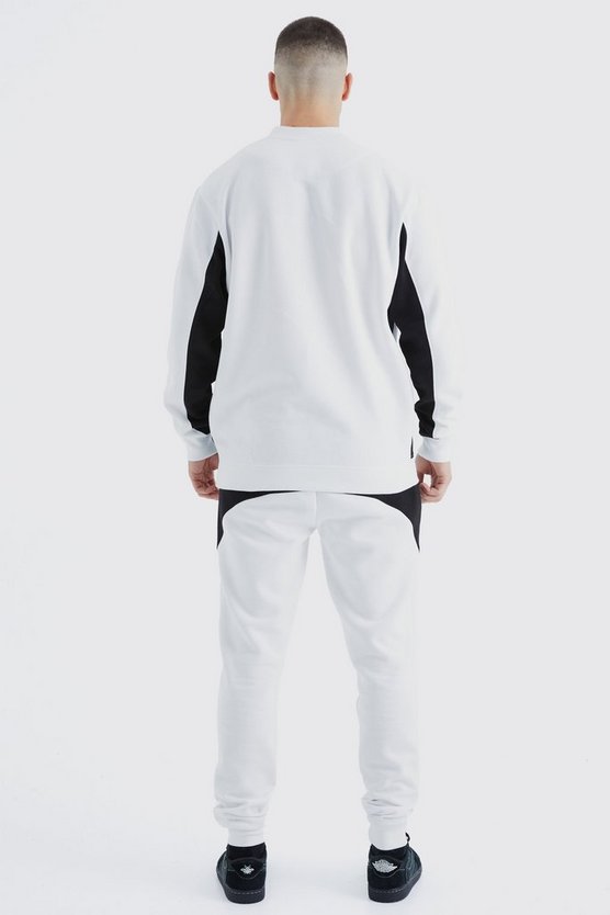 Tall Colorblock Sweatshirt-Trainingsanzug mit Reißverschluss-Detail