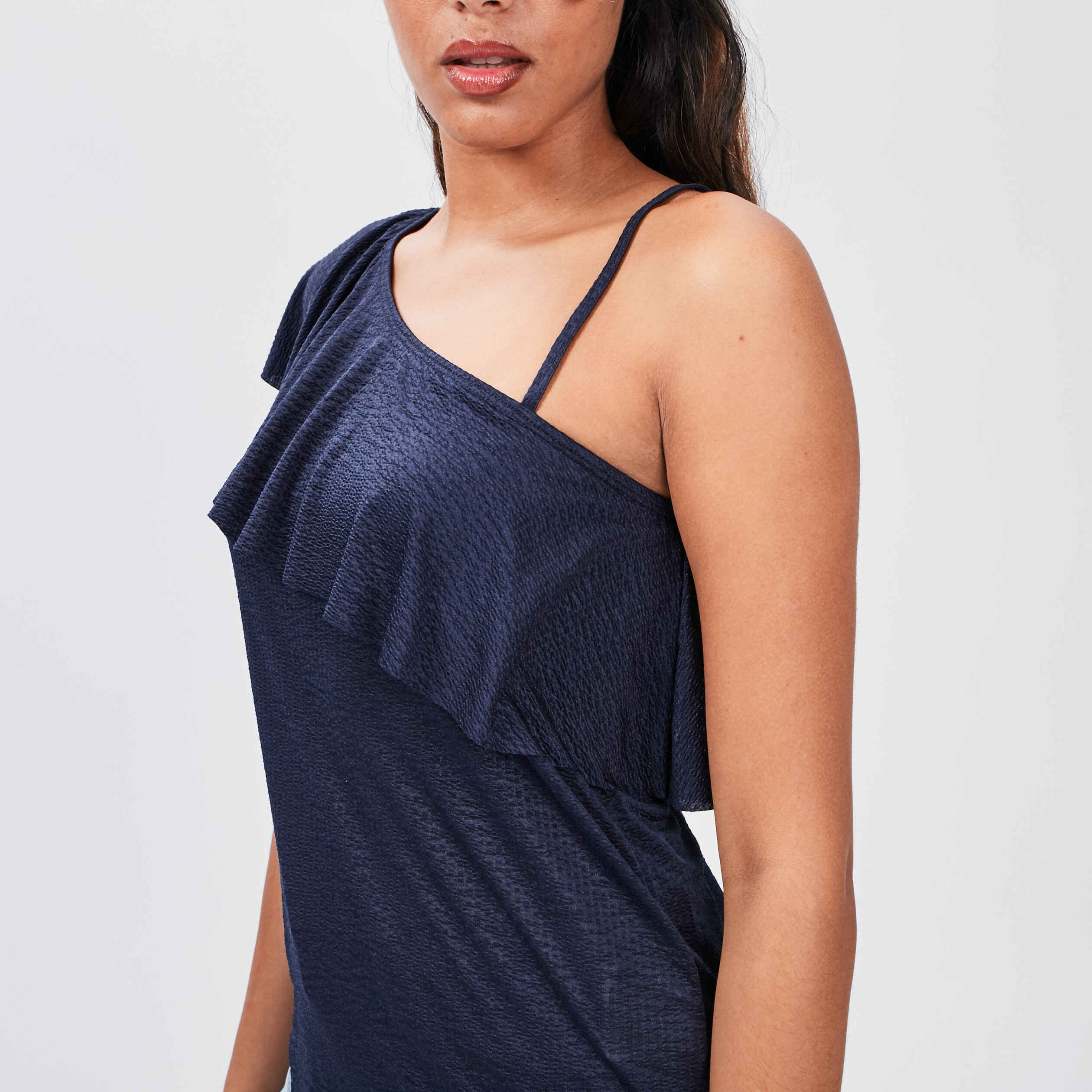 Débardeur asymétrique bleu marine femme | La Halle