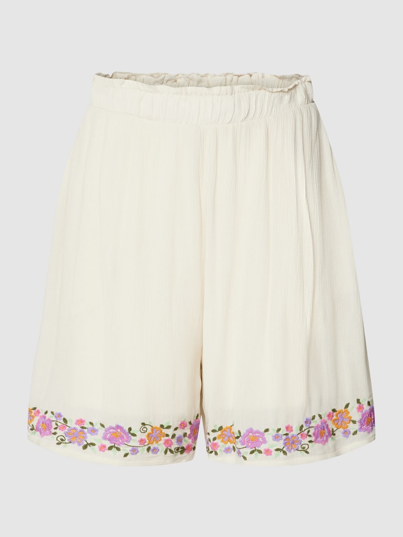 Bermudas mit floraler Stickerei Modell 'MICHELLA' in ecru