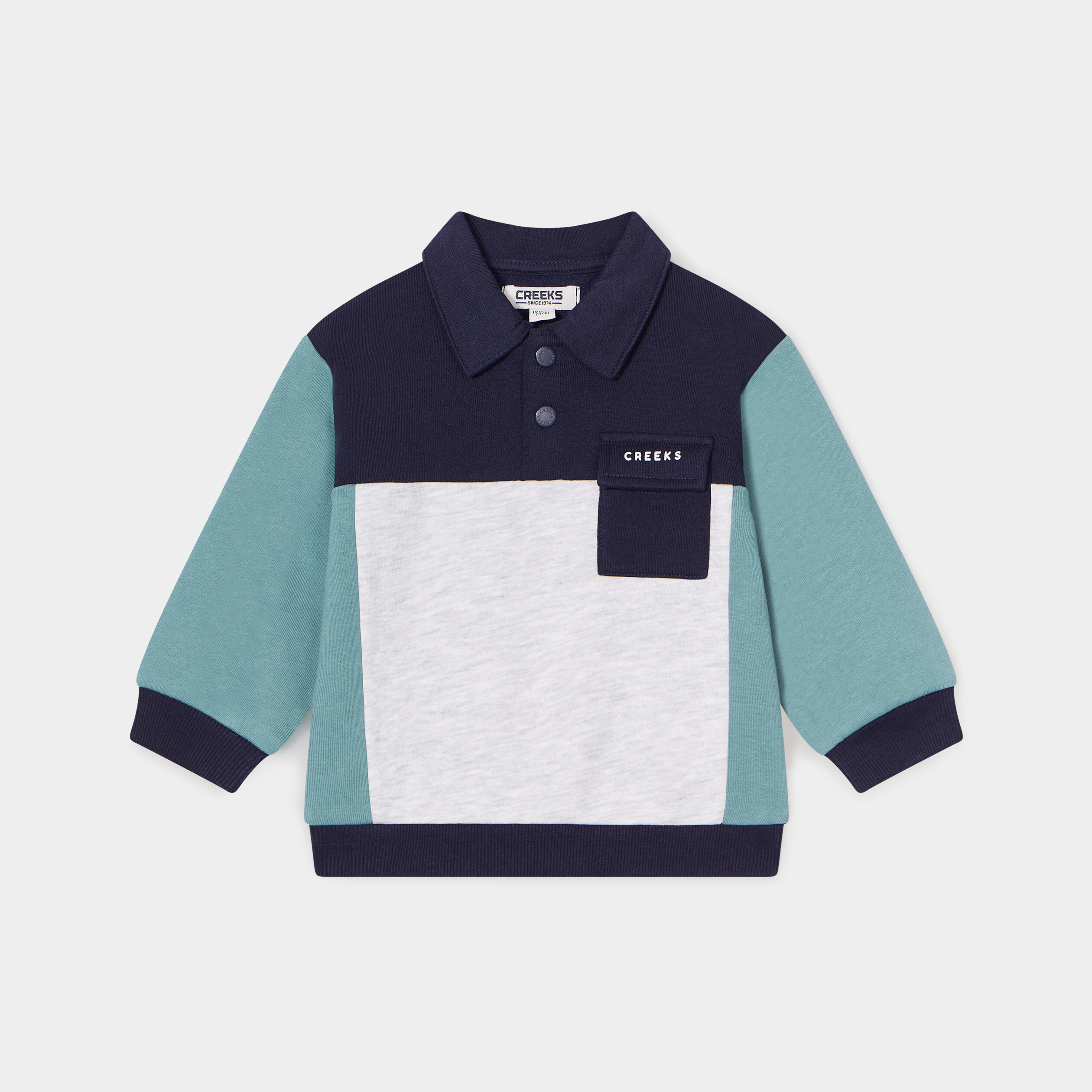 Sweat col polo avec poche buste Creeks beige bébé garçon | La Halle