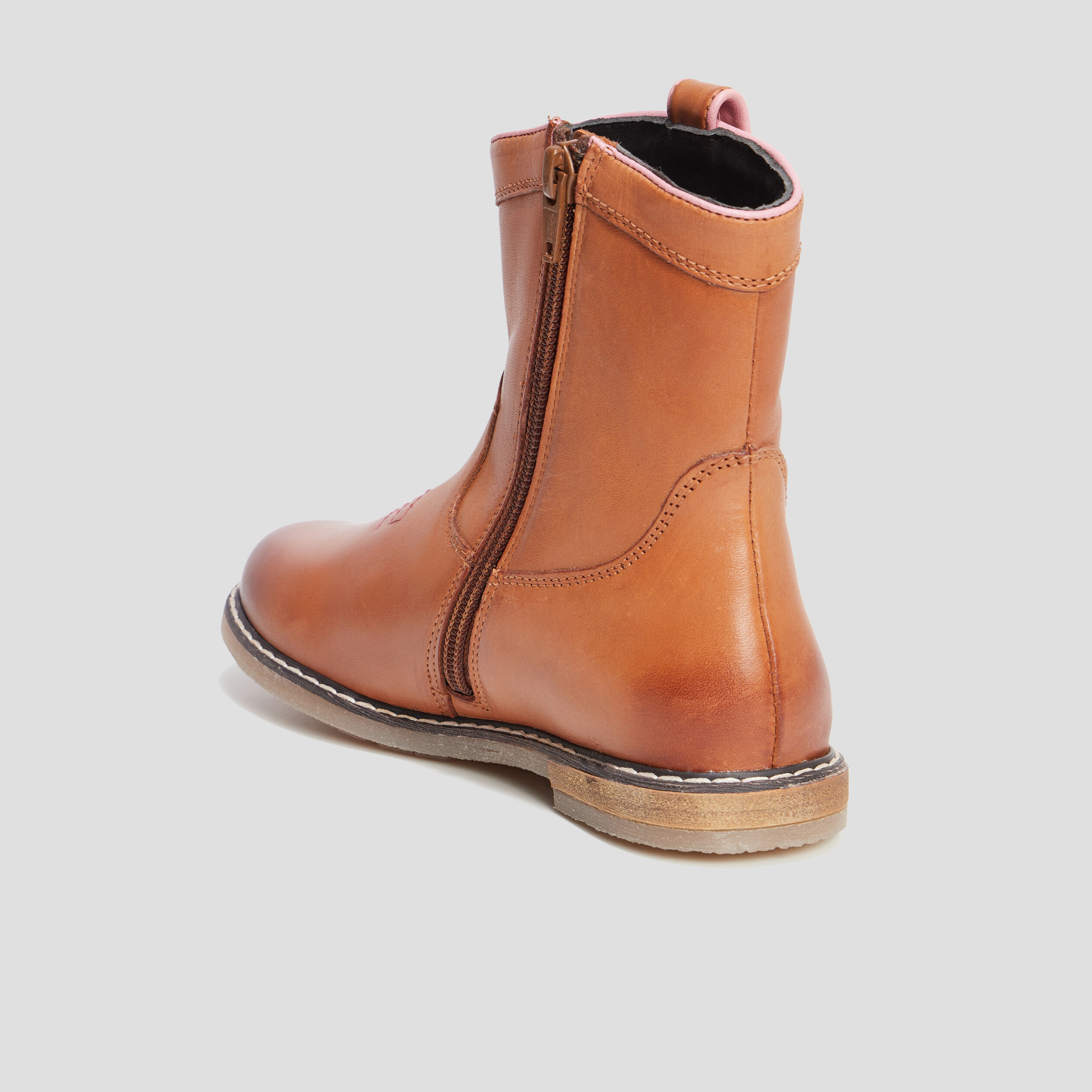 Bottines esprit western en cuir camel fille | La Halle