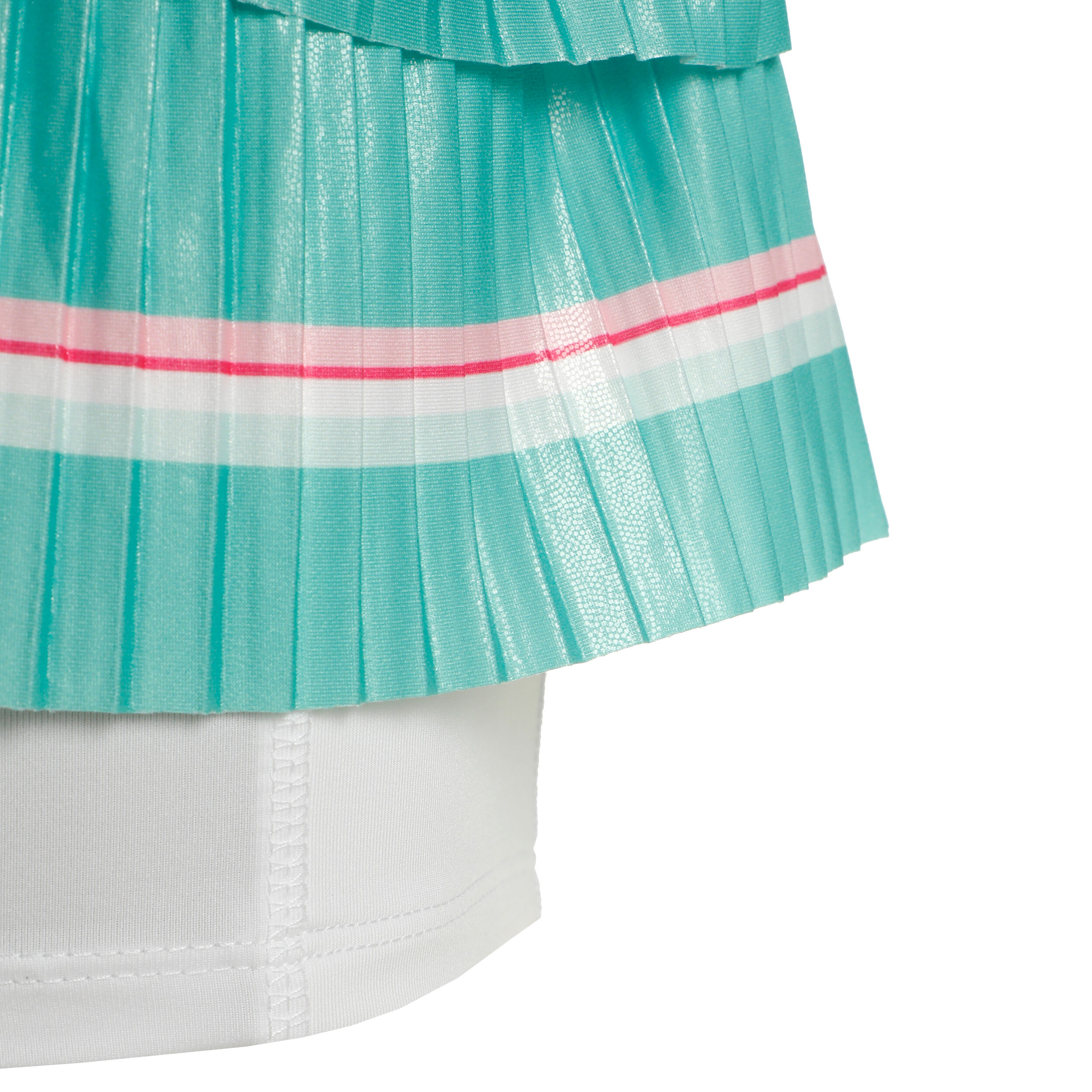 Long Deco Stripe Pleated Rock Damen - Weiß, Mehrfarbig