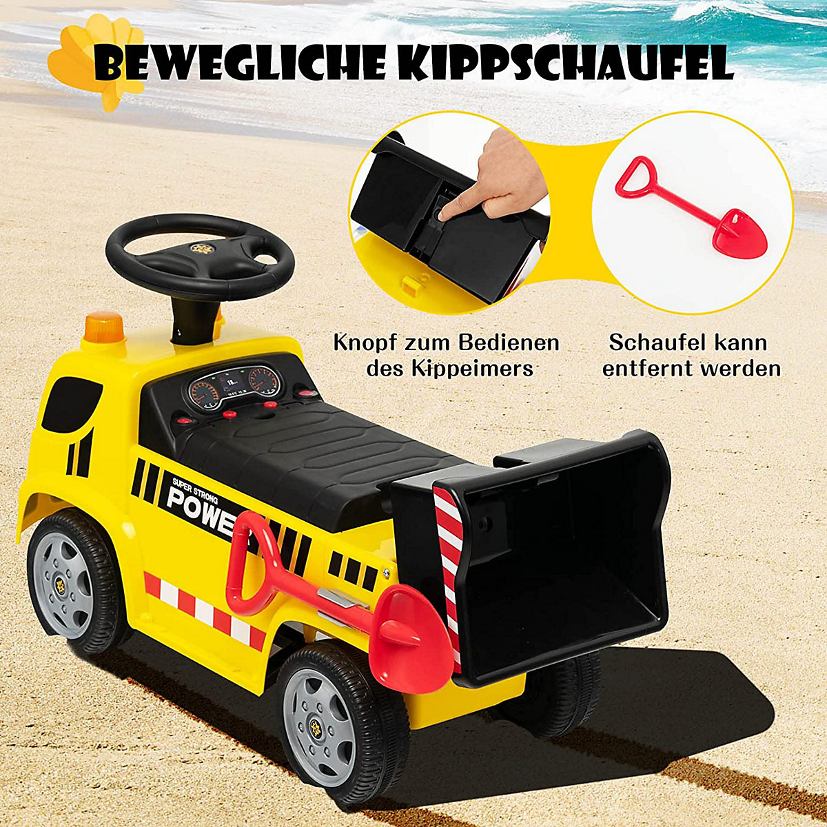 Rutschauto mit Musik & Scheinwerfern & Abnehmbarer Schaufel