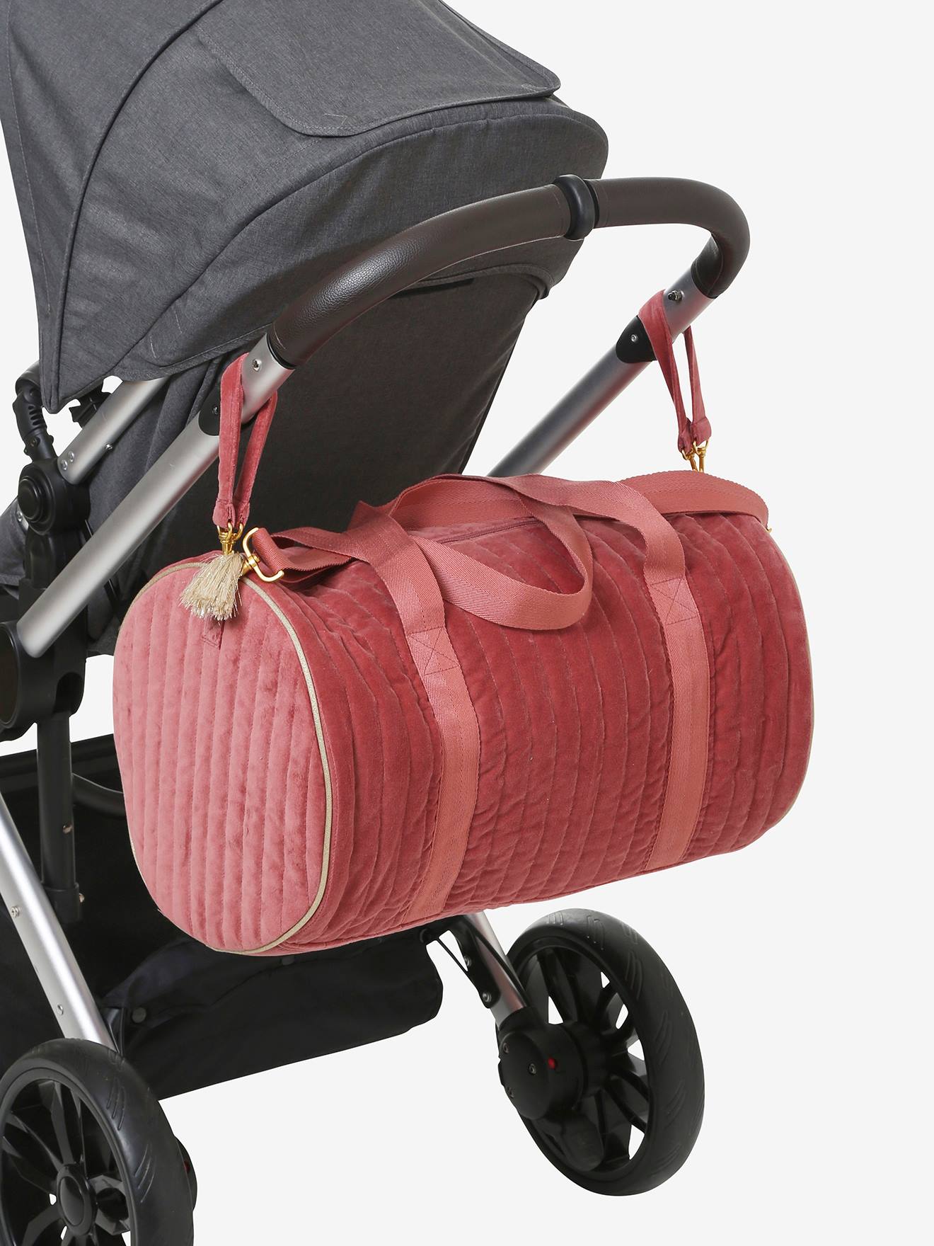 Sac à langer Baby Roll en velours bois de rose grenier