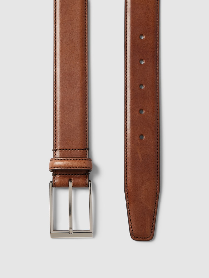 Ledergürtel mit Label-Detail Modell 'HELMI' in dunkelbraun