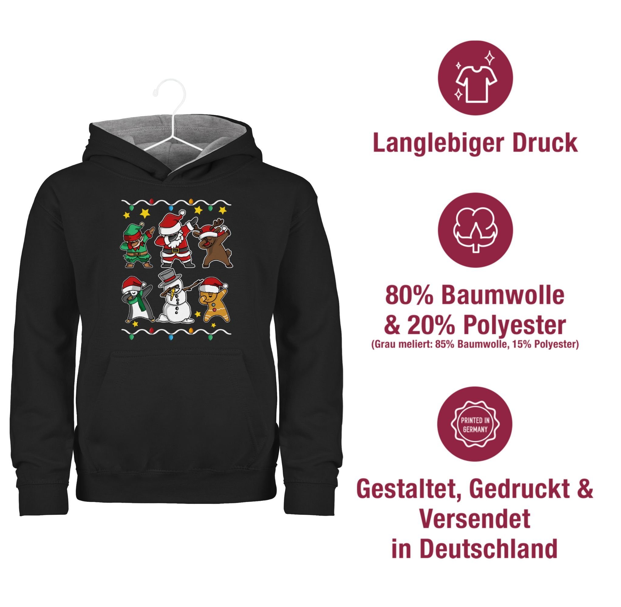 Shirtracer Hoodie Dabbing Weihnachtsfiguren Schneemann Weihnachtsmann Rentier Weihnachten Kleidung Kinder