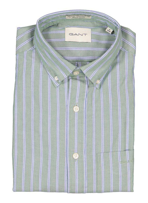 Gant, Hemd, Regular Fit, Bio Baumwolle, grün gestreift