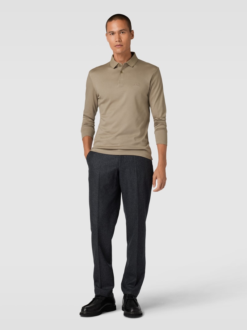 Poloshirt mit Label-Stitching Modell 'PIROL' in taupe