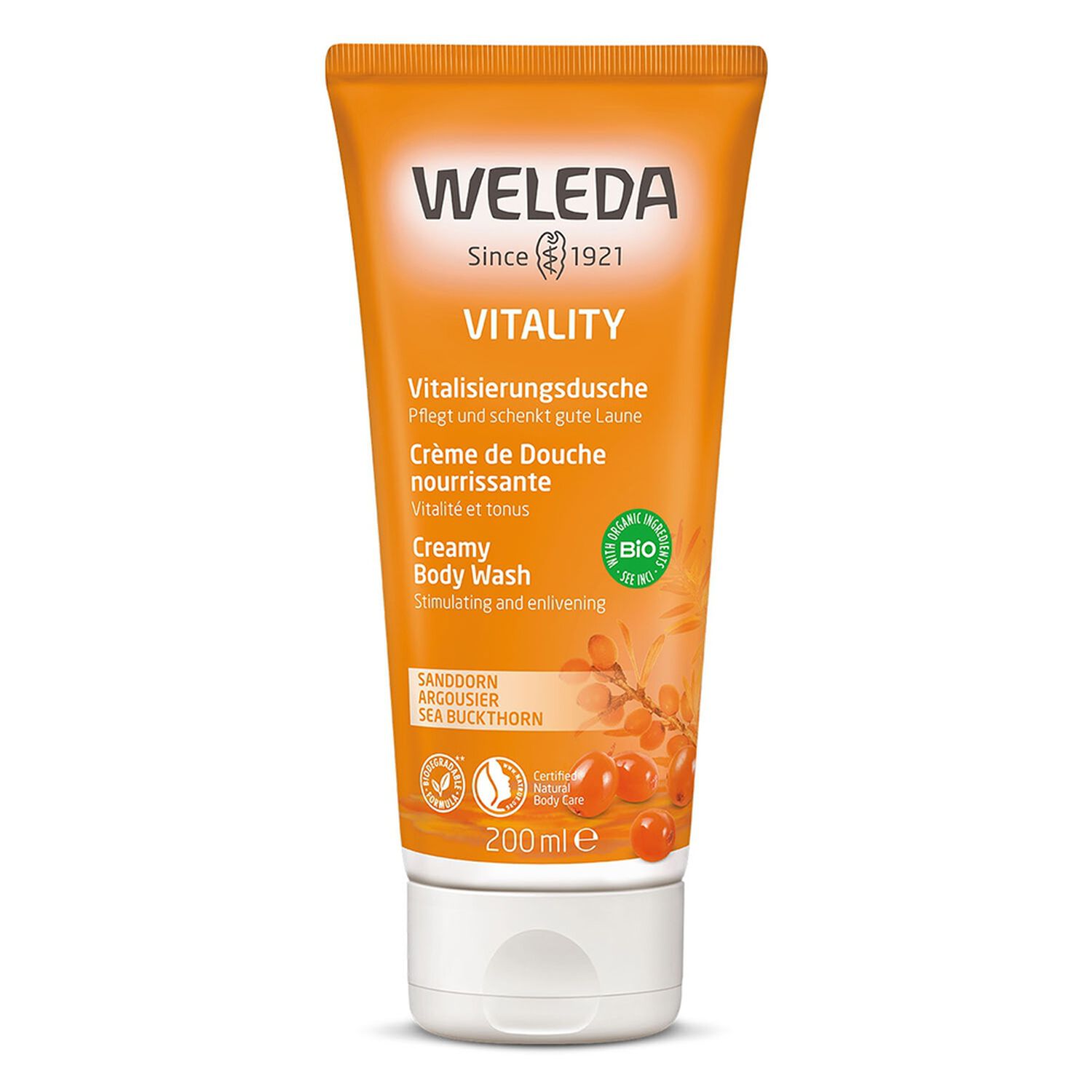 Weleda Argousier Crème de Douche Dynamisante - Aux Huiles Essentielles d'Agrumes - 200 ml