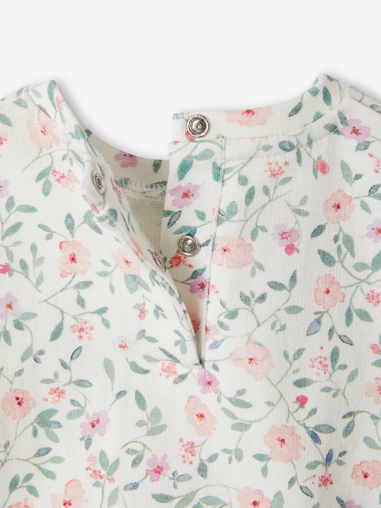 Vertbaudet Baby Sweatshirt mit Blumen Oeko-Tex - wollweiß