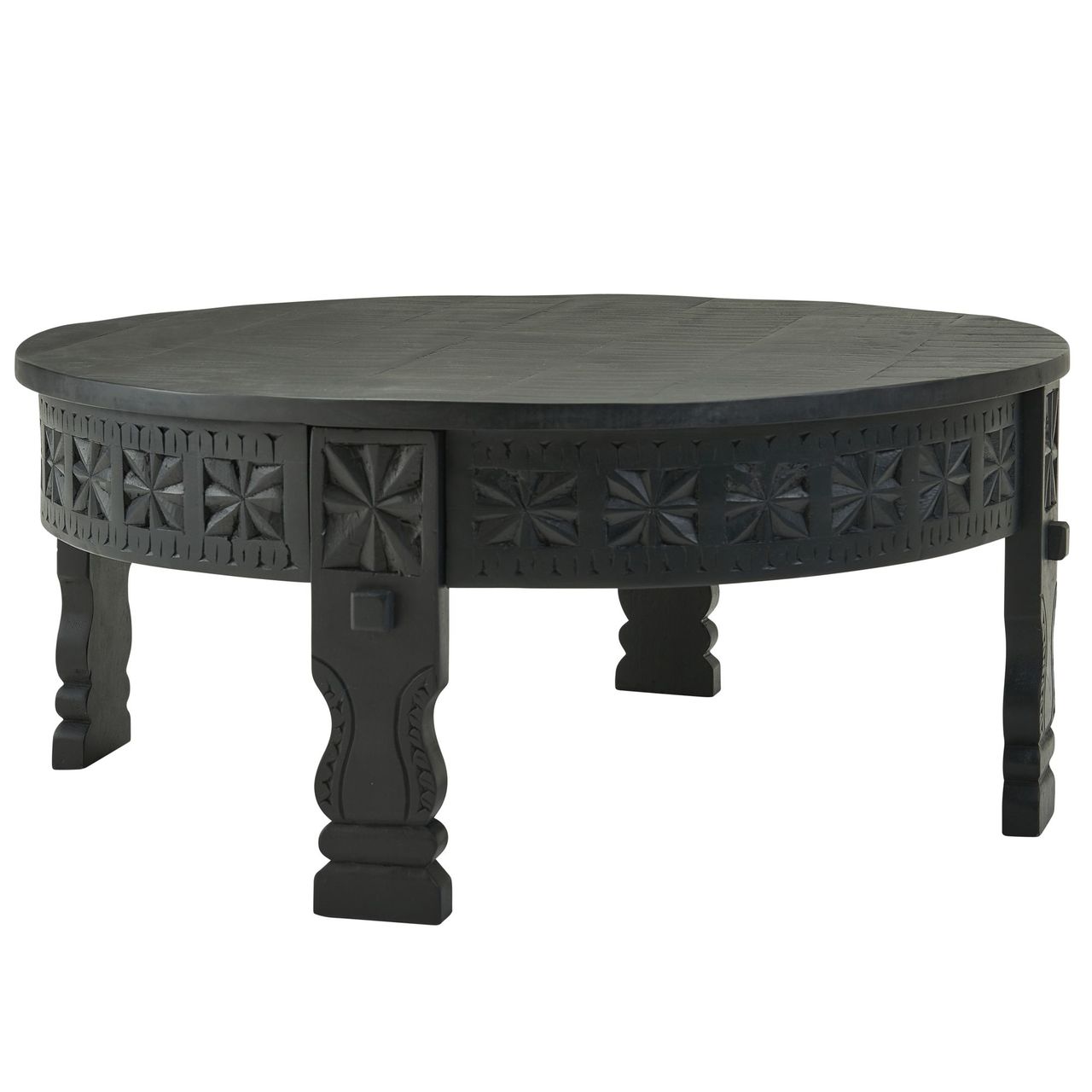 Wohnling Couchtisch 80 cm Wohnzimmertisch Massivholz Schwarz