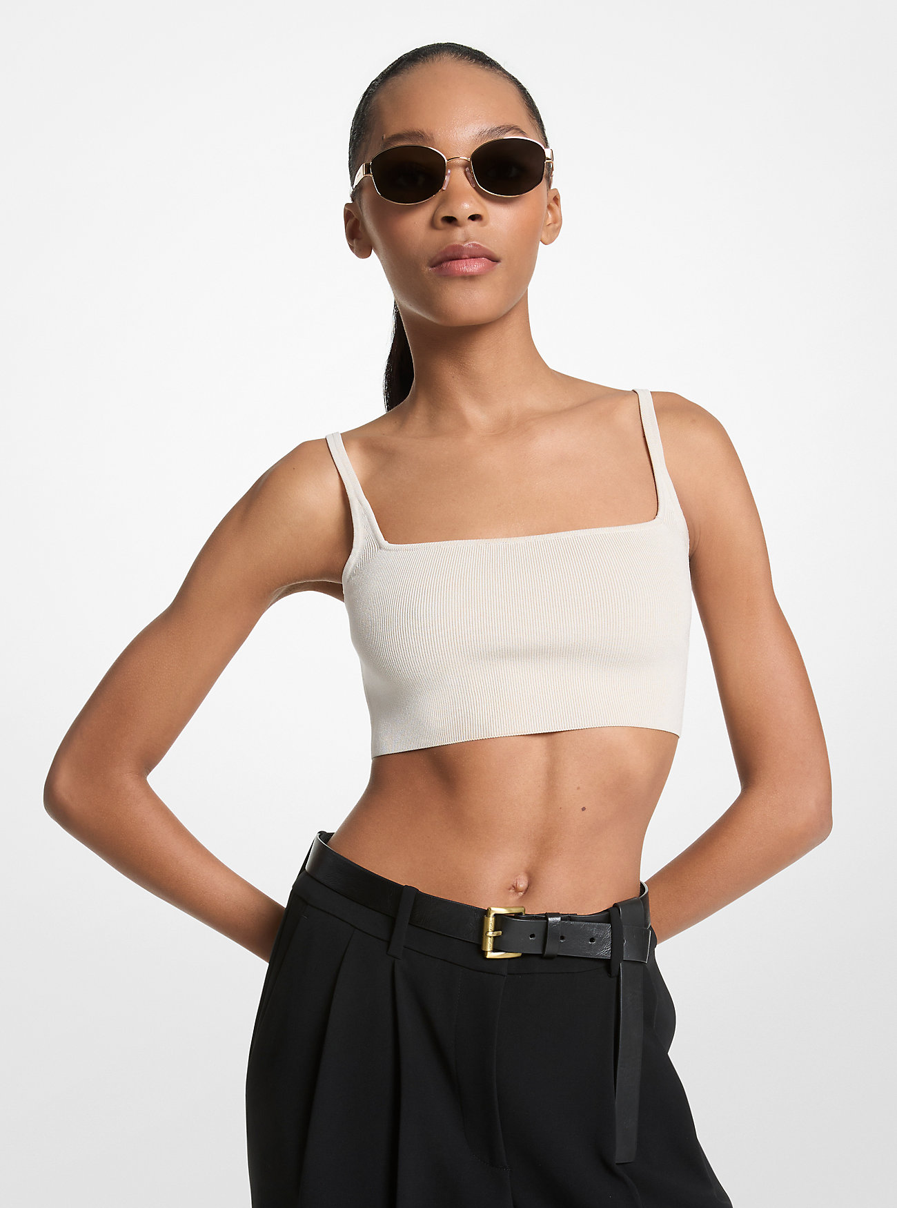 Viskoseblanding cropped tanktopp - MYK ECRU