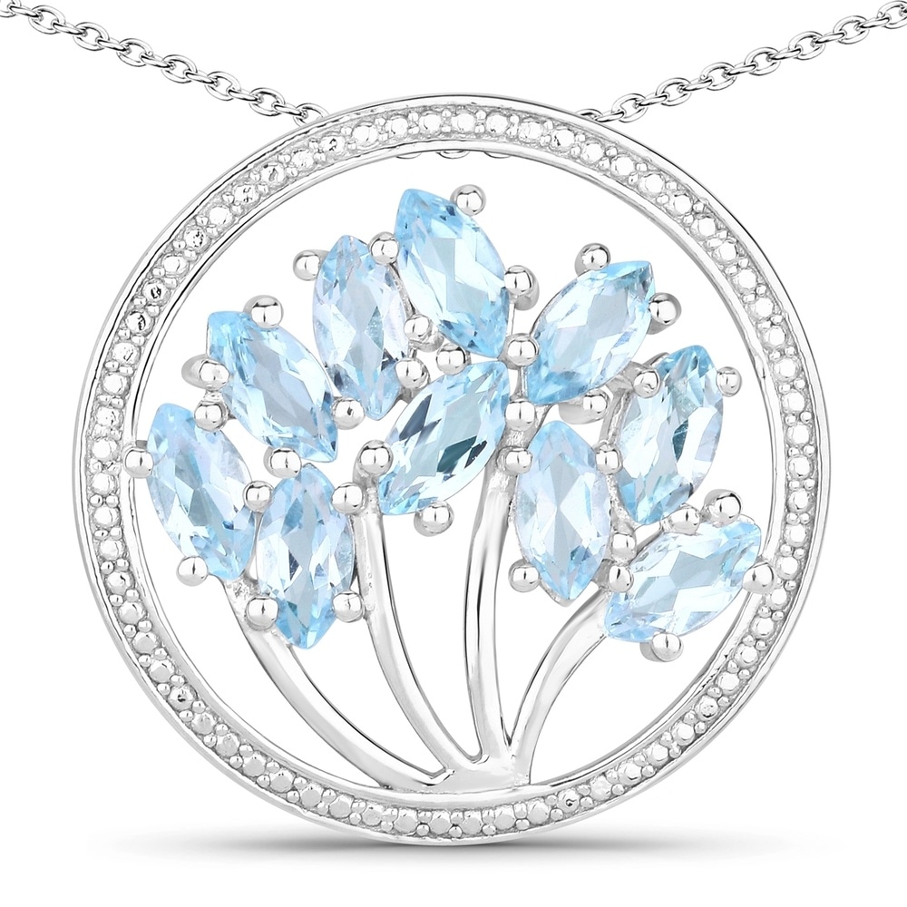 Rafaela Donata Chaîne Tree of Life Argent sterling Topaz bleu en Argent Bijoux