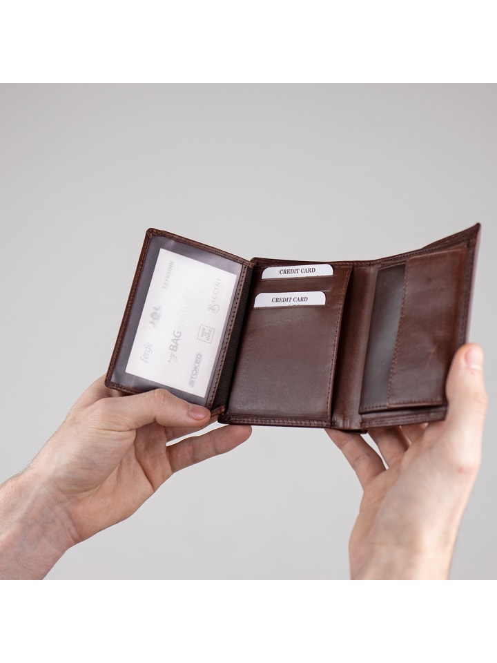 SID & VAIN Leder-Geldbörse echt Leder Geldbeutel handgefertigt Portemonnaie in braun günstig kaufen onesize
