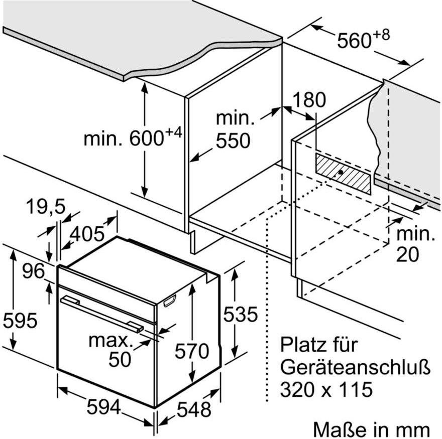 BOSCH Einbaubackofen 4 HBA533BW1, mit Teleskopauszug nachrüstbar, ecoClean Direct