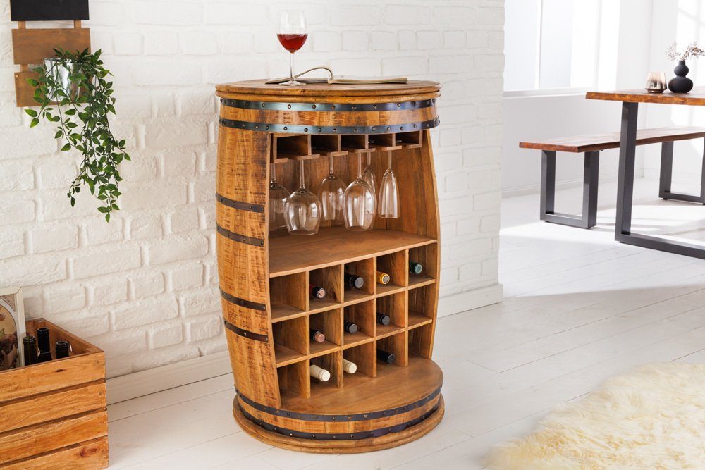 riess-ambiente Weinregal BODEGA 90cm natur, 1-tlg., Wohnzimmer · Massivholz · Schrank · Fass