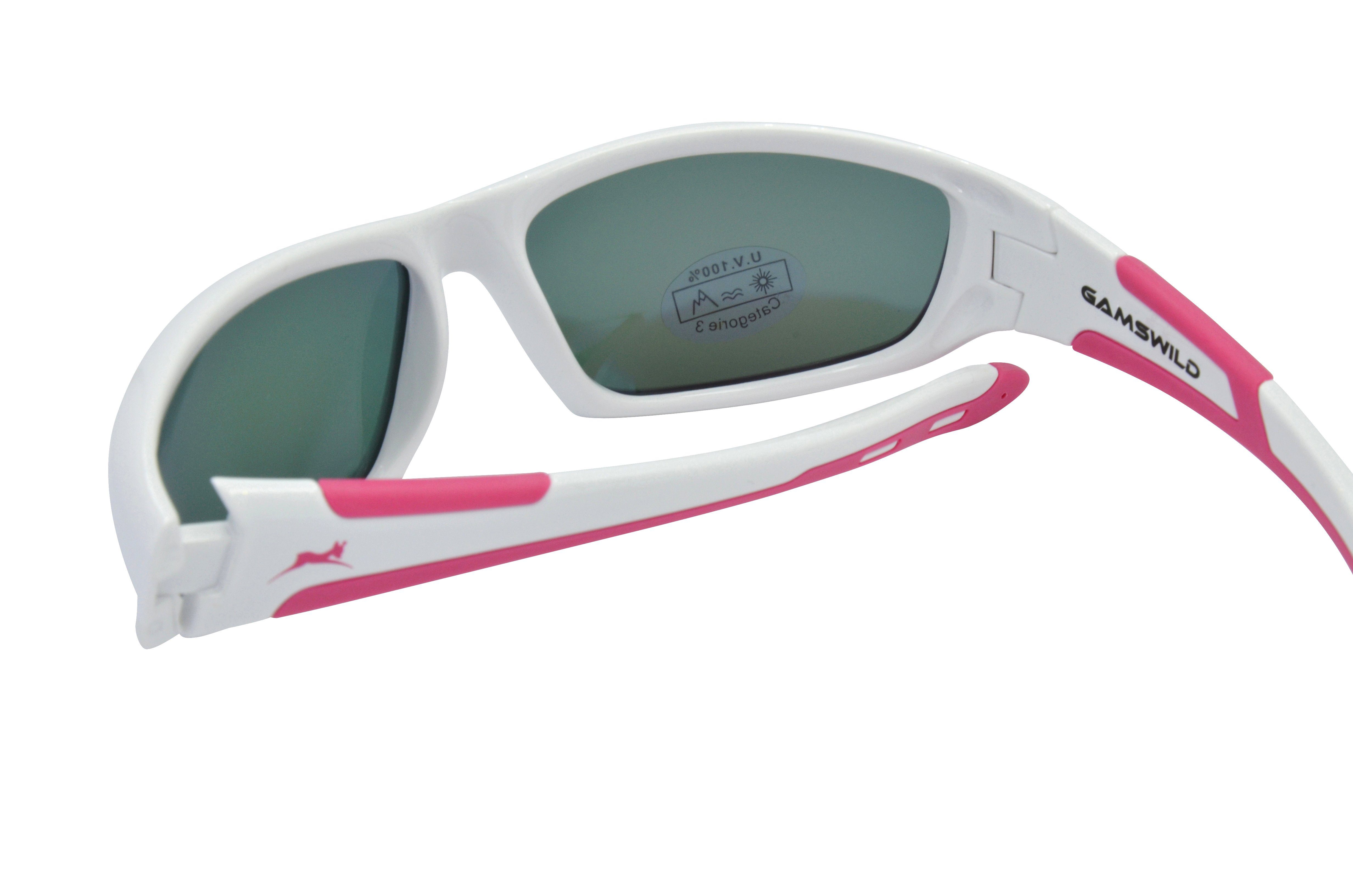 Gamswild Sonnenbrille WJ5821 GAMSKIDS Jugendbrille 5-12 Jahre Kinderbrille Mädchen Jungen kids Unisex, beere, blau, weiß, schwarz-grün, polarisierte Gläser