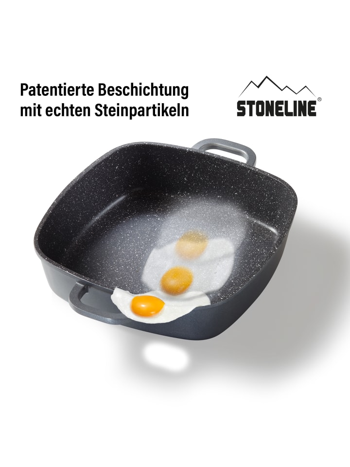 Stoneline Servierpfanne Eckig | mit Deckel in Anthrazit | 24x24cm günstig kaufen 24 x 24 cm