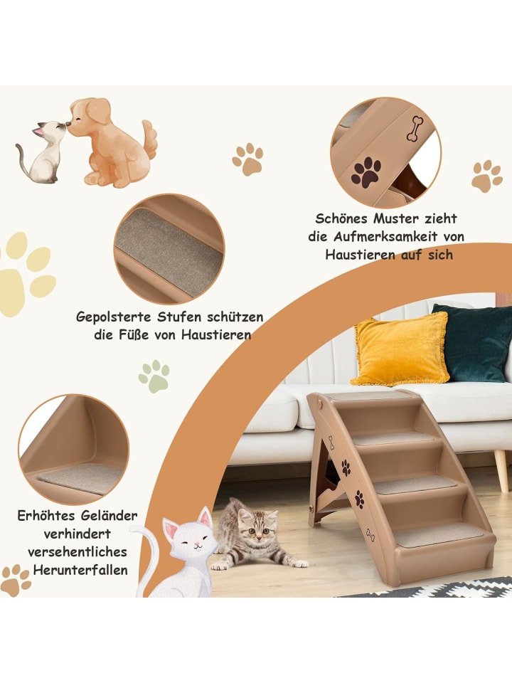 COSTWAY 4-stufig Haustiertreppe in Braun günstig kaufen onesize