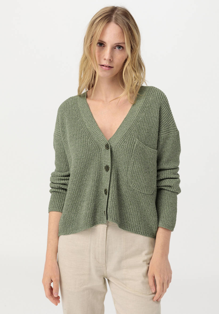 Cardigan aus Bio-Baumwolle mit Leinen